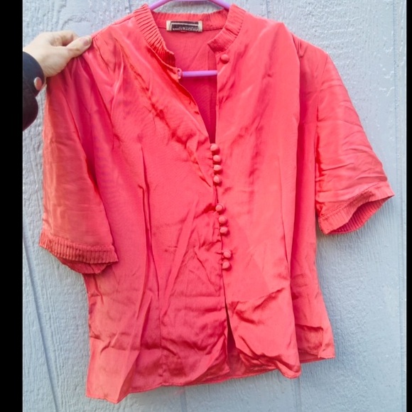 Vintage 80s/90s Kerrybrooke Salmon Pink Button Blouse Top - Picture 2 of 5